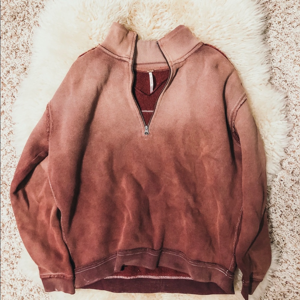 Free People Wine Ombré Aviator Pullover